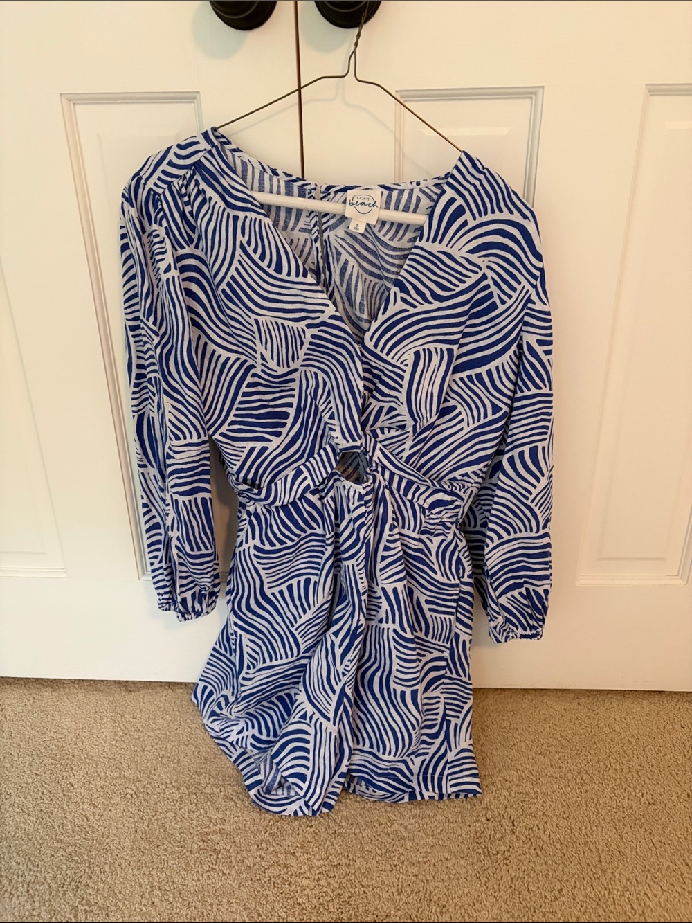 LOFT Beach Blue & White Printed Romper